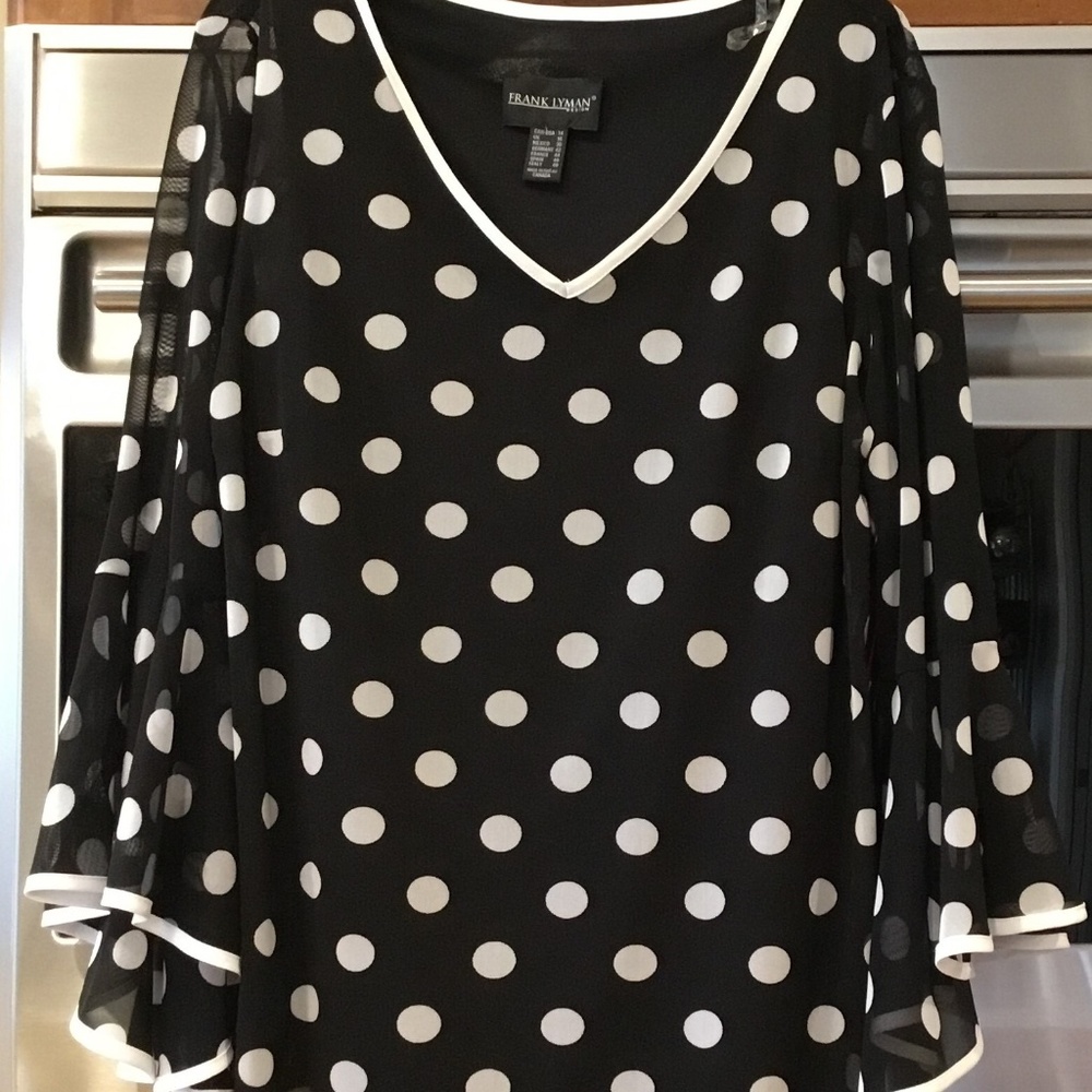 Size 14 Black & White Polka Dot Blouse Frank Lyman